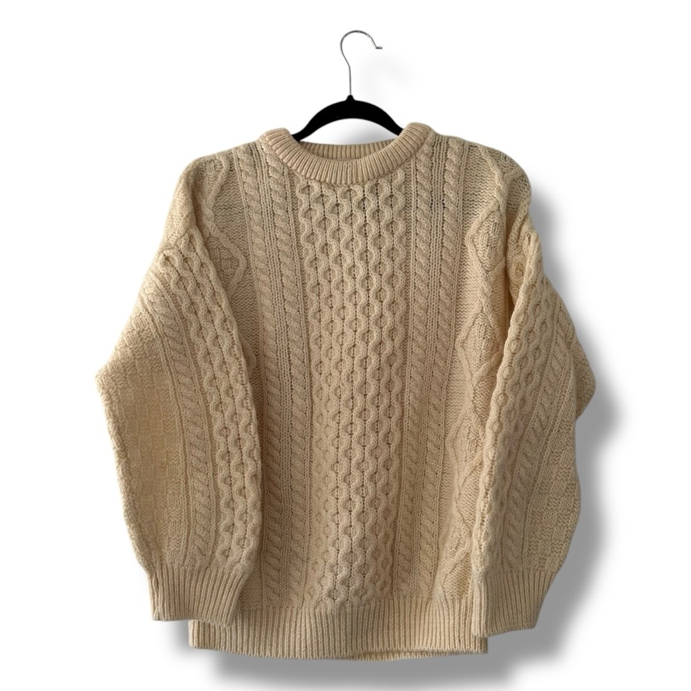 Men's Cream Cable Knit Sweater